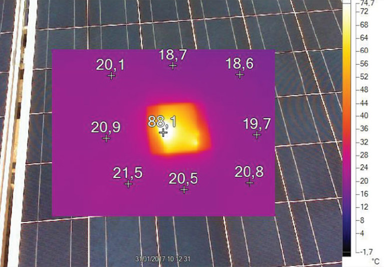 efficienza italia manutenzione analisi termografica esempio celle danneggiate